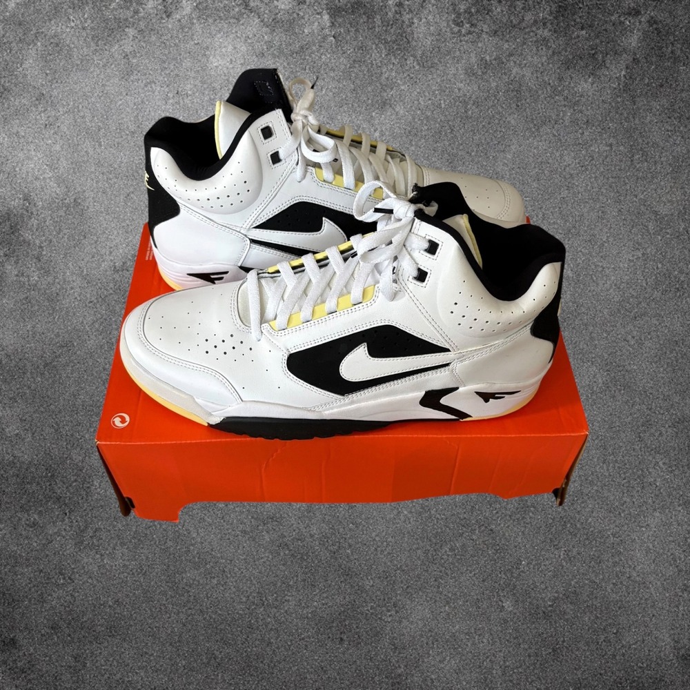 Nike Air Flight Lite Mid Mens Basketball Shoes White Black Lemon DV0824-100 11.5